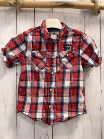 H&M  Sommerhemd  Gr. 122  rot blau hellblau weiß kariert 