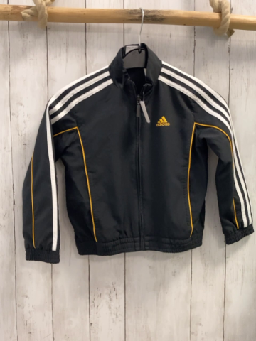 Adidas  Joggingjacke  Gr. 116  dunkelgrau weiß gelbe Streifen 