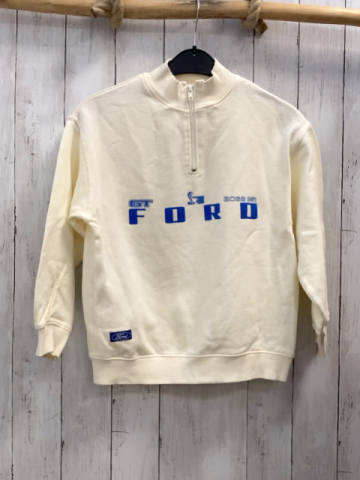 Zara  Pullover  Gr. 134  creme Reißverschluss blaue Schrift 