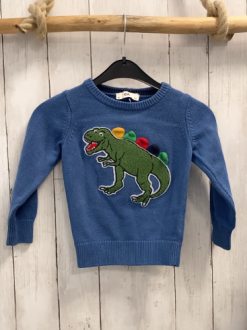   Pullover  Gr. 92  hellblau Strick oliv Plüschdino mit bunten Stacheln 