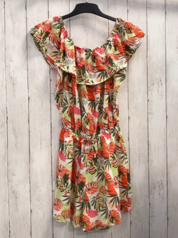 Name it  Playsuit  Gr. 164  weiß hellgrün orange rot mais Druck Blätter 