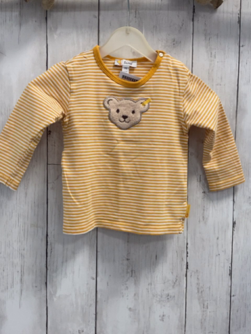 Steiff  Langarmshirt  Gr. 74  mais weiße Streifen Plüschbärenkopf 