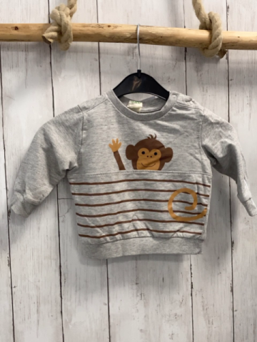 alana  Pullover  Gr. 74  hellgrau braune Streifen Affe 