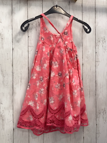 Vertbaudet  Kleid  Gr. 128  hellrot Blumen 