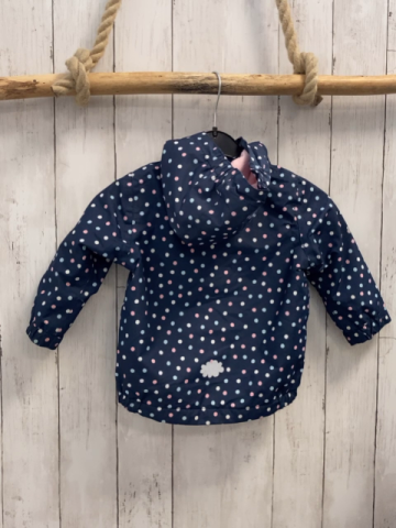   Regenjacke  Gr. 80  blau bunte Punkte silber Wolken rosa Fleecefutter 