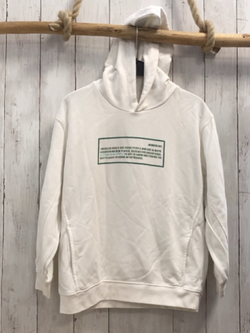 zara Pullover Gr. 140   weiß Kapuze grüne Schrift