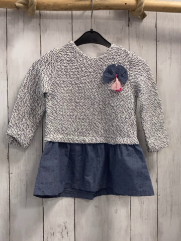 zara Kleid Gr. 86  weiß blau meliert Jeanrock Punkte 