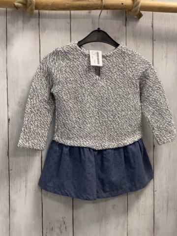 zara Kleid Gr. 86  weiß blau meliert Jeanrock Punkte 