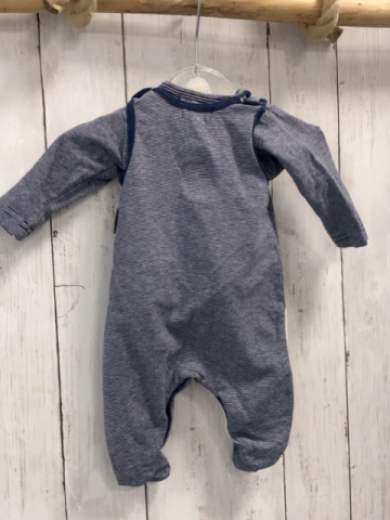 2tlg Sterntaler  Strampler + Lanarmshirt  Gr. 50  blau hellgraue Streifen blauer Bund weiße Giraffe 