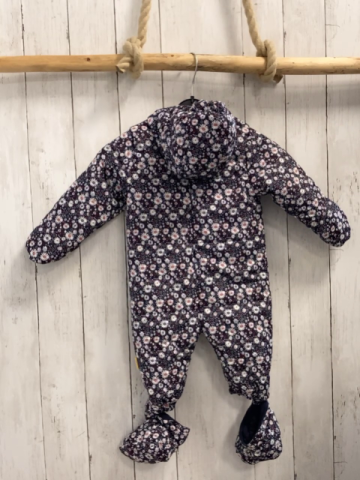 2tlg Steiff  Winteroverall + Handschuhe  Gr. 68  dunkelblau Blumen 
