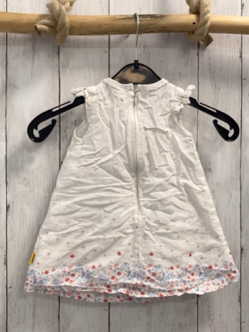 Steiff  Kleid  Gr. 68  weiß hellblaue Federn rote Blumen