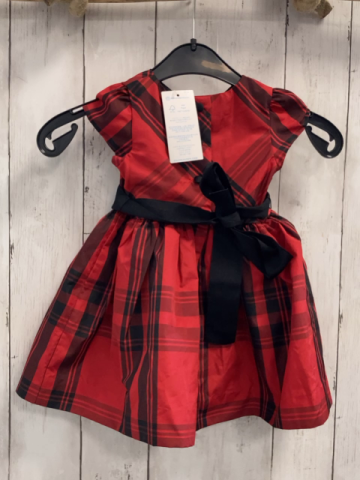 neu Ralph Lauren  Kleid  Gr. 74  schwarz rot kariert schwarzer Gürtel 