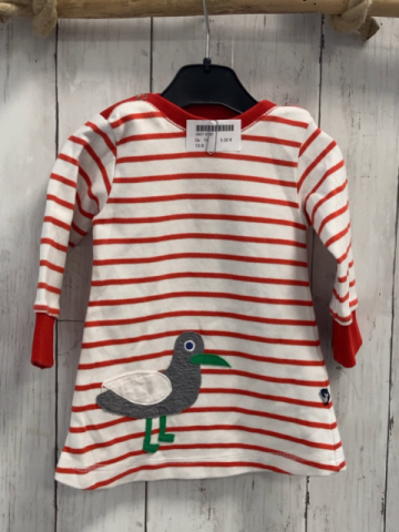   Kleid  Gr. 74  weiß rote Streifen roter Bund Möwe 