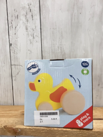   Holzspielzeug gelbe Ente im Karton 