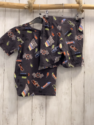 2tlg  T-Shirt + Shorts  Gr. 122  grau Rennwagen 