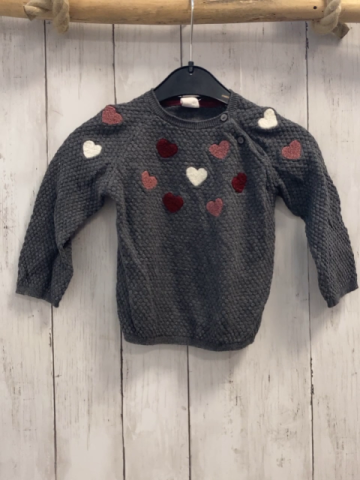 H&M Pullover Gr. 74  grau Strick Herzen