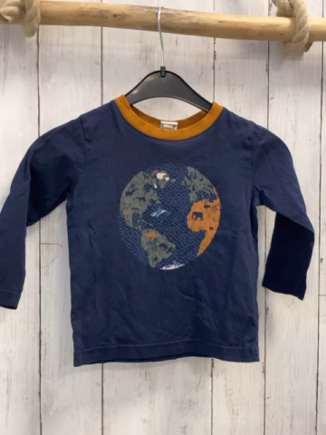 Alana Langarmshirt Gr. 92  blau ocker Bund Weltkarte