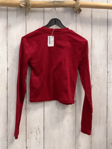 H&M  Langarmshirt Gr. 128  rot Rippen 