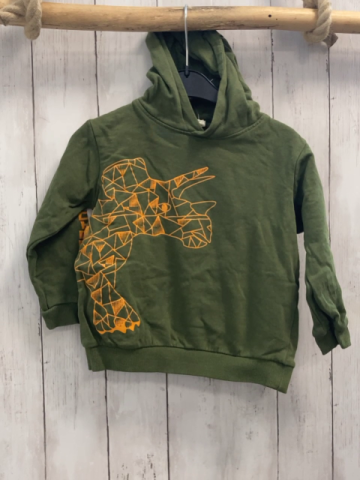 Alana  Pullover  Gr. 104  kiwi Kapuze orange Dino + Schrift 