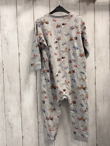   Schlafanzug  Gr. 92  grau Hunde Fische 