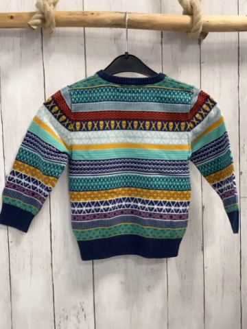 H&M Pullover  Gr. 98  blau mint mais weiße Striefen mit Muster Strick 