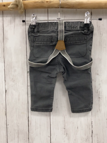 H&M Hose  Gr. 68  grau Jeans Bund verstellbar  mit Hosenträgern 