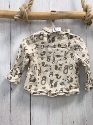 Zara Hemd  Gr. 68  creme graue Tiere 