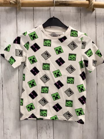 Minecraft  T-Shirt Gr. 134  weiß bunte Minecraft Klötze