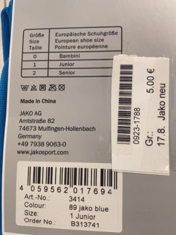 Jako neu Fußballstulpen blau 