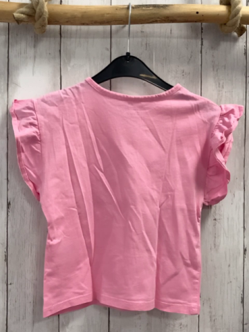 H&M T-Shirt  Gr. 110  rosa Rüschenärmel Pailettenbögen
