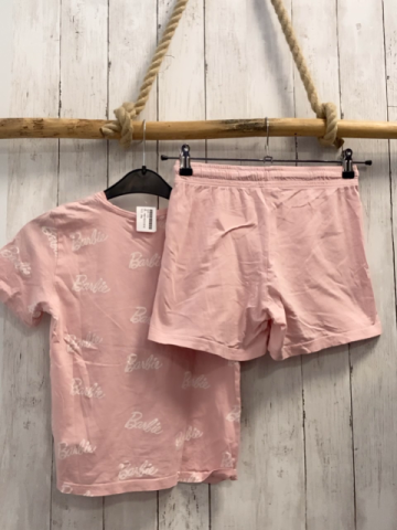 2tlg  T-Shirt + Shorts  Gr. 146/152  rosa weiße Schrift Barbie 