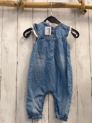   Jumpsuit  Gr. 68  blau Jeans weiße Borten mit Lochmuster 