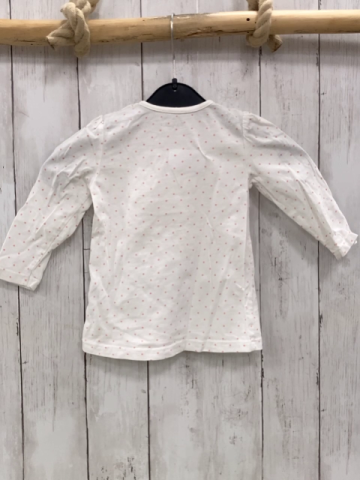   Langarmshirt  Gr. 80  weiß Rek rosa Punkte silber Glitzerschrift 