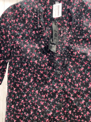 neu  Longbluse  Gr. 158/164  schwarz rot rosa Blumen 