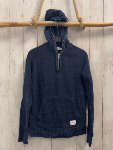 H&M Pullover Gr. 134  blau meliert Kapuze Strick