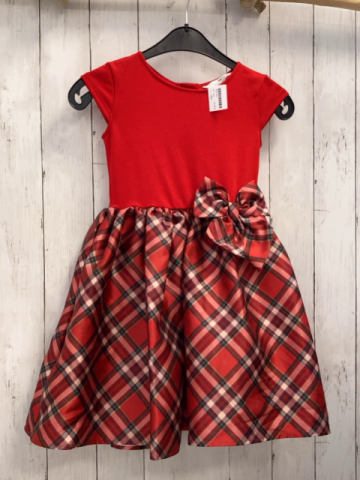 H&M  Kleid  Gr. 122  rotes Oberteil rot grün beige weiß karierter Rock mit Unterrock 