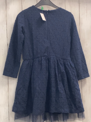 Benetton  Kleid  Gr. 122  blau zweilagig Blumenstickerei Rosette 