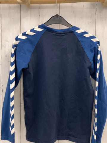Hummel  Langarmshirt  Gr. 140  dunkelblau blau mit weißen Zackenstreifen + Schift 