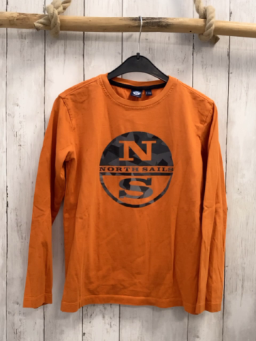North Sails  Langarmshirt  Gr. 140  orange grau hellgrauer Kreis mit Schrift 