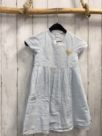 Steiff  Kleid  Gr. 104  weiß hellblau kariert 