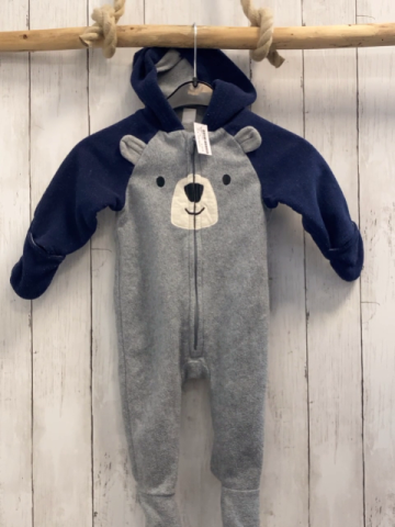 Old Navy  Fleeceoverall Gr. 74  blau grau Kapuze Bärengesicht 