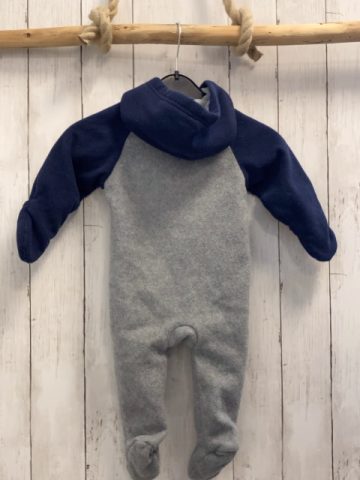 Old Navy  Fleeceoverall Gr. 74  blau grau Kapuze Bärengesicht 