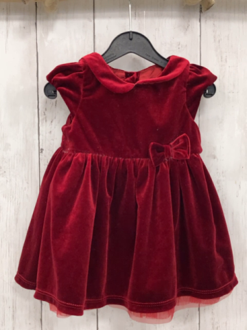 H&M  Kleid  Gr. 68  rot Samt Schleife Netzsaum 