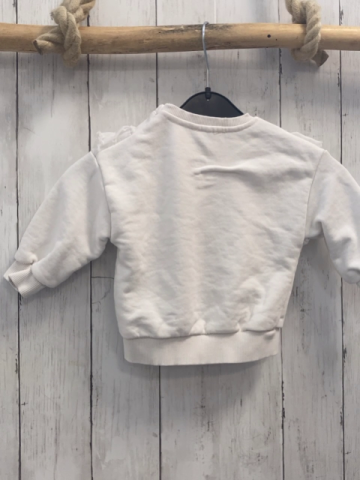  Pullover  Gr. 74  weiß Rüschen goldenes Herz + goldene Fußspuren 