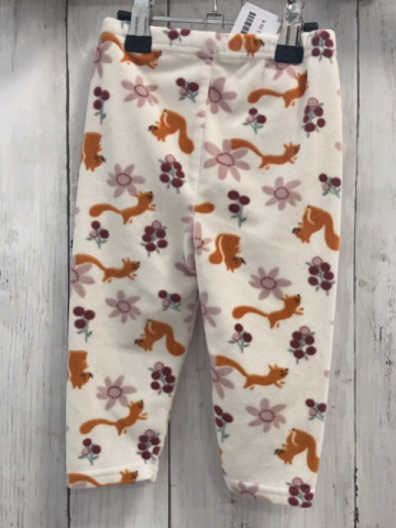  Hose Gr. 80  weiß Fleece Blumen Eichhörnchen