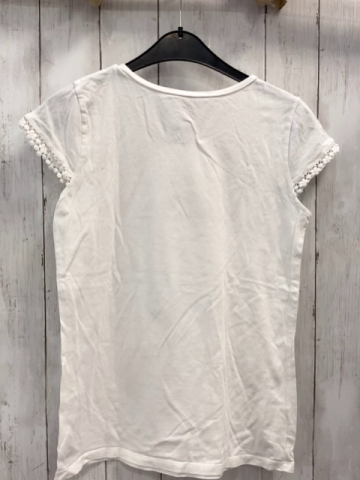 Ralph Lauren  T-Shirt  Gr. 158  weiß Bund mit Blumenhäkelei 