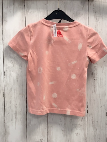 Adidas  T-Shirt  Gr. 110  rosa weiße Planeten rote Schrift 
