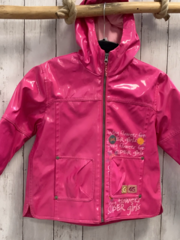  Regenjacke  Gr. 104  pink Lack Schrift 
