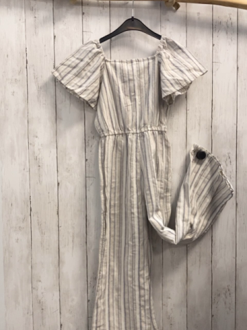 Zara  Jumpsuit  Gr. 134  weiß grau dunkelgraue Streifen 