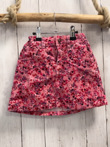  Rock Gr. 122  rosa Blumen Feinkord Bund verstellbar